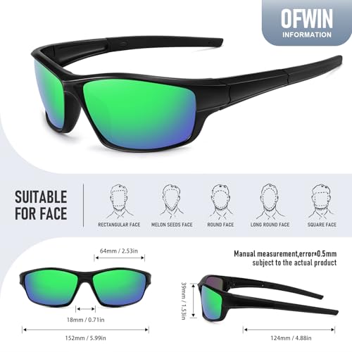 Image of Polarized Sports Sunglasses for Men Women Driving Cycling Fishing Wrap Around Sun Glasses UV400 Protection