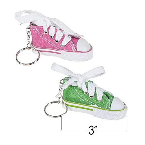 Artcreativity Mini Canvas Sneaker Keychains For Kids And Adults - Set Of 12 - 3 Inch Tennis Shoe Key Chains - Cool Birthday Party Favors, Goody Bag Fillers, Prize For Boys And Girls, Fundraising Item #TOP1
