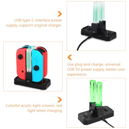 Base de carga para mando Switch Pro y OLED Mipcase con cuatro ranuras de escritorio 6