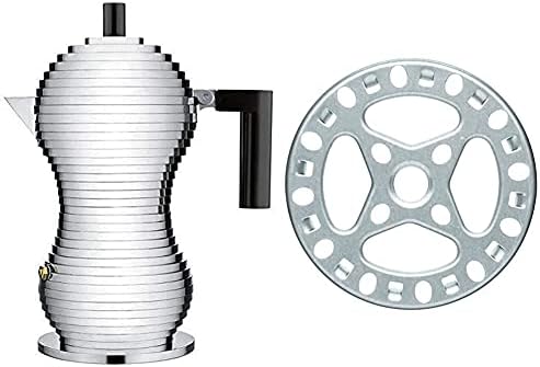 Alessi MDL02/3 B Pulcina Espresso coffee maker in cast aluminium. Handle and knob in PA, black, 3 Cups