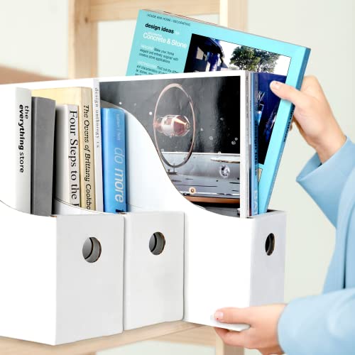 Dunwell MAGZFL-WHT White Magazine File Holder (2 Pack) - Sturdy Cardboard Magazine Holder, Vertical File Folder Holder, Magazine Holder For Desk, Shelves, Office Or Classroom Book Organizer thumb #6