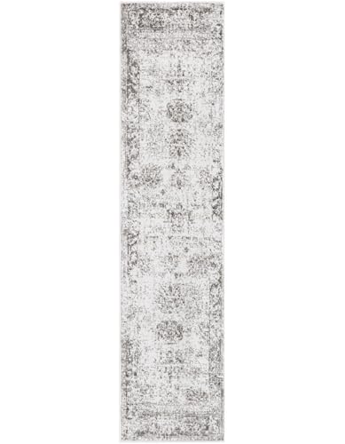 Unique Loom Sofia Collection Area Rug - Casino (2' x 8' Runner, Gray/ Beige)