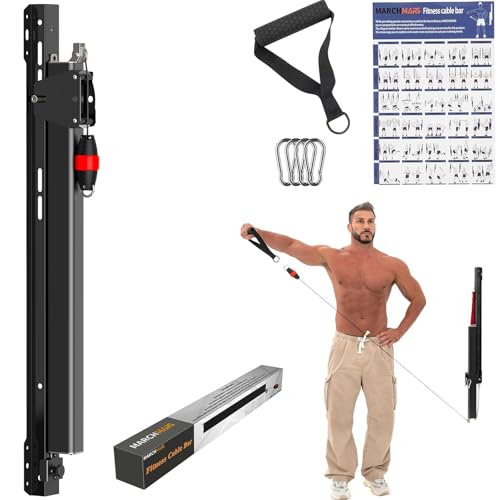 Cable Machine Home Gym, Wall-Mount Exercise & Workout Equipment with Adjustable Resistance, Compact Fitness Equipment, Multi-Functional Trainer for Full Body Strength, Toning, Rehab Training at Home