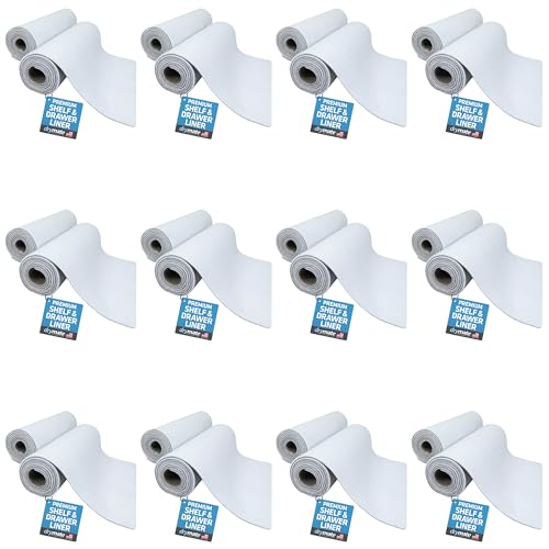 Drymate Premium Luxury Shelf & Drawer Liners, 12”x59”, 24-Pack, White