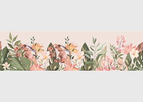 AG Design Selbstklebende Bordüre Blumen, AWB 8426 | Wasserfest Dekoration für Wände, Möbel, Tapeten, Wandverkleidungen und Türen, Folie, Mehrfarbig | Breite 500 cm x Höhe 13.8 cm