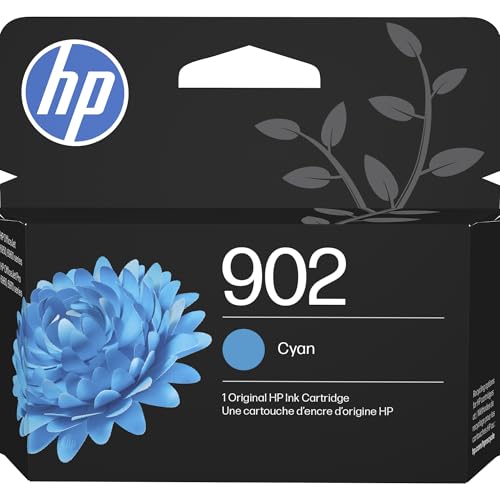Image of HP 902 Cyan Ink Cartridge | Works with OfficeJet 6950, 6960, Pro 6960, 6970 Series | T6L86AN