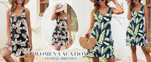 Image of Summer Dresses for Women 2026 Casual V Neck Sleeveless Sundresses Boho Beach Tank Dresses with Pockets