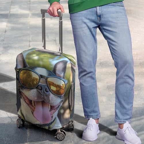 V-DECORPARKS Boston Terrier Luggage Cover - Dog's Face Suitcase Covers For Luggage, Washable Durable Fade-Resistant Suitcase Cover, Luggage Cover Protector Fits 18-32 Inch Luggage, Series 032