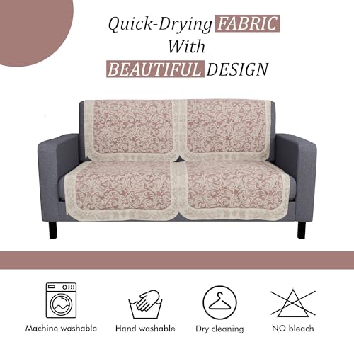 Image of Kuber Industries 2 Seater Sofa Set Cover | Sofa Slipcover Protector for Home Living Room, Hall & Office Couch | Net Leaf Design- Maroon