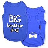 Parisian Pet Dog T-Shirt with Embroidered ' Big Brother ' Words - 100% Cotton, Big Brother Dog Shirt - Sleeveless Pet Vest - Machine Washable Blue Shirts for Large Dogs, XL