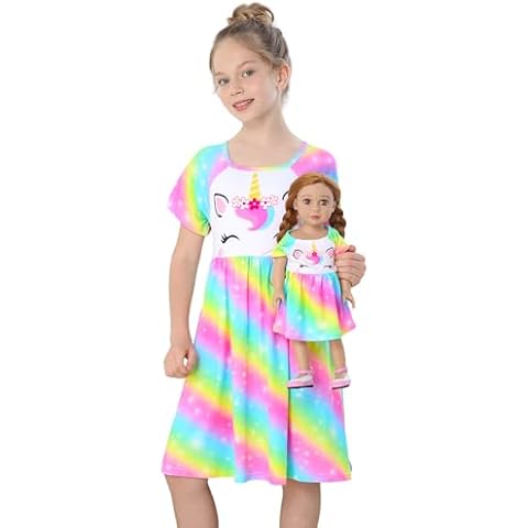 MHJY Unicorn Nightdress for Girls and Dolls Cover