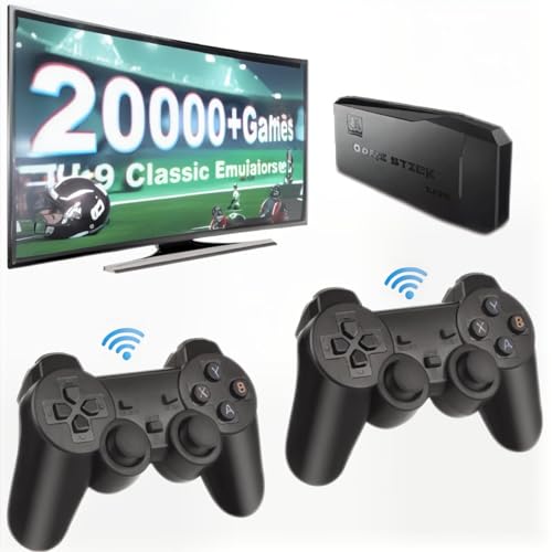 Generic Super Classic Retro Game Console,Retro Stick Built-in 9 Emulators and 23000+ Video Games,4K HDMI Output Plug and Play Video Games System for TV,Dual 2.4g Wireless Controllers(64G), Black