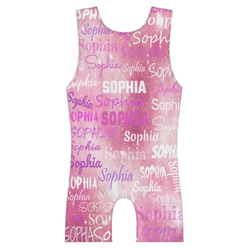 Custom Girls Gymnastics Leotards, Personalized Name Unitard Dance Biketard Outfit