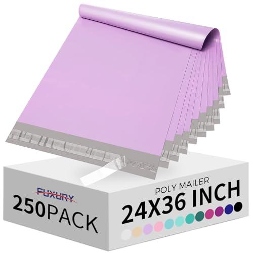 Image of Fuxury 250 Pack 24x36 inch Extra Large Poly Mailers Bulk,Heavy Duty XXL Mailing Envelopes for Clothing,Strong Adhesive Self Seal Big Poly Shipping Bags for Postage Return Books Small Business(Purple)