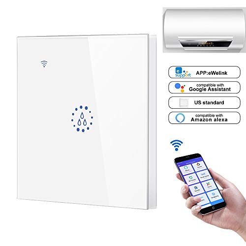 ALLOMN Smart WLAN Kesselschalter, Heißwasserbereiter Schalter Kompatibel mit Alexa Google Home App Sprachfernbedienung Max. 4400W Last (Weiß)