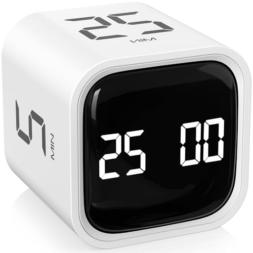 Rotating Productivity Timer 5/25/10/50, Desk Flip Timer for ADHD, White