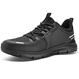 Wirpex Men's Non Slip Work Shoes–Water Resistant Food Service Comfortable Sneakers, Breathable Lightweight Walking Black Shoes for Chef Kitchen, Hospitality & Restaurant Size 9.5