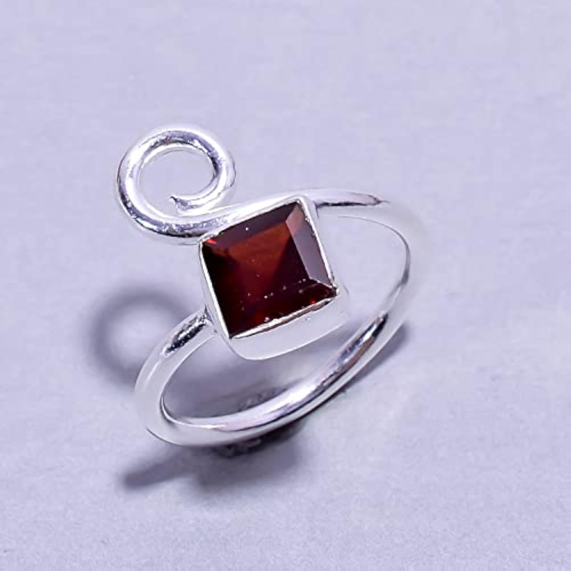 Children's Genuine Mozambique Garnet Square Shape Ring