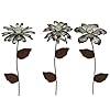 Cedar home galvanized floral garden stake outdoor glow in dark plant pick water proof metal stick art ornament decor for lawn yard patio 4w x 15d x 138h 3 set  urban country home decor