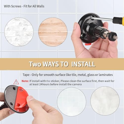 PAIKIUU 2 Stück Klebering Kamerahalterung, Wandhalterung ohne Bohren 360 Grad Ringkamera Montagehalterung Stick Up Halterung verstellbar schraubenlos für Ring-Überwachungskamera Schwarz