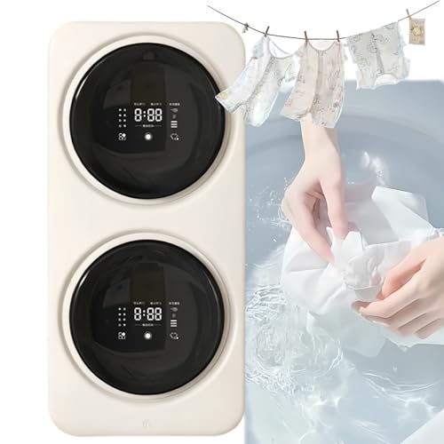 Lavadora Secadora Eléctrica Portátil, Secadora Totalmente Automática, Lavadora De Ropa para Habitaciones Dobles, Lavadora Y Secadora De Tambor Pequeño con Pantalla,Wallmountedstyle