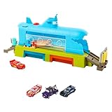 Bundle of Mattel Disney Pixar Cars Submarine Car Wash Playset with Color-Change Lightning McQueen Toy Car + Mattel Disney and Pixar Cars Toys, Color Changers 3-Pack Vehicles
