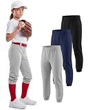 Halfchet 3 Pack Girls Softball Baseball Pants, 3-Color, 11-12 Years