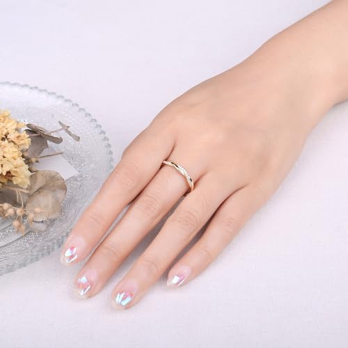 JewelryPalace Love Rope Infinity Moissanite Wedding Band for Women, Twisted 14K White Yellow Rose Gold 925 Sterling Silver Promise Ring for Her, Wave Simulated Diamond Stackable Rings VVS D-F4