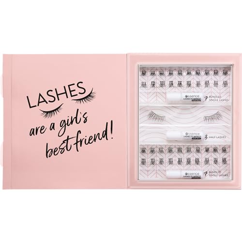 essence 3x LASHES TO IMPRESS false lashes set 01, künstliche Wimpern, Schwarz, vegan, Nanopartikel frei, ohne Parfüm, ölfrei, 1er Pack (3pair)