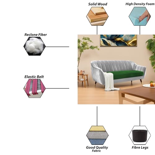Image of Atticus 3-Seater Premium Fabric Sofa for Living Room, Office & Home (Green Grey) | Comfortable Modern Sofa Couch for Hall & Guest Room | Stylish Durable Furniture with 1-Year Warranty