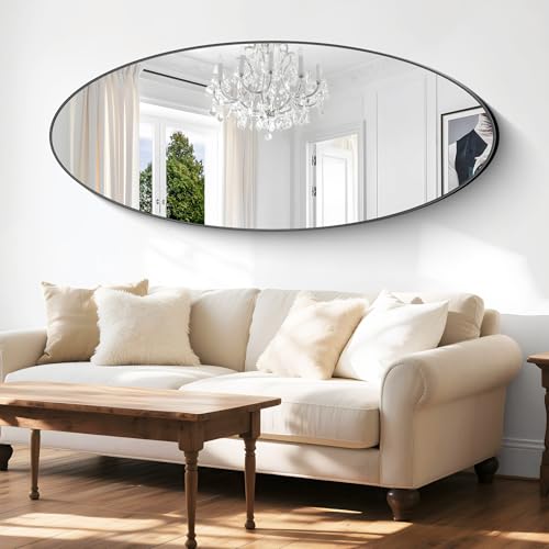 Bathroom Mirrors, 24" x60" Black Mirrors, Oval Vanity Mirrors, Metal