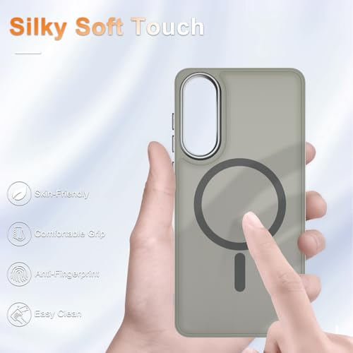 Image of for Samsung Galaxy S25 Edge Case, Matte Magnetic Phone Case with 1 Screen Protector, Support for Magsafe, Translucent Frosted Shockproof Protective Cover for Samsung Galaxy S25 Edge, Titanium Gray