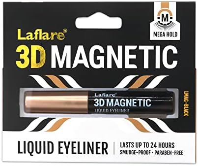 Laflare 3D Magnetic Liquid Eyeliner for 3D Magnetic Eyelashes, Smudge-proof, Cruelty-Free, Paraben-Free, Fragrance-Free, Vegan, Mega Hold
