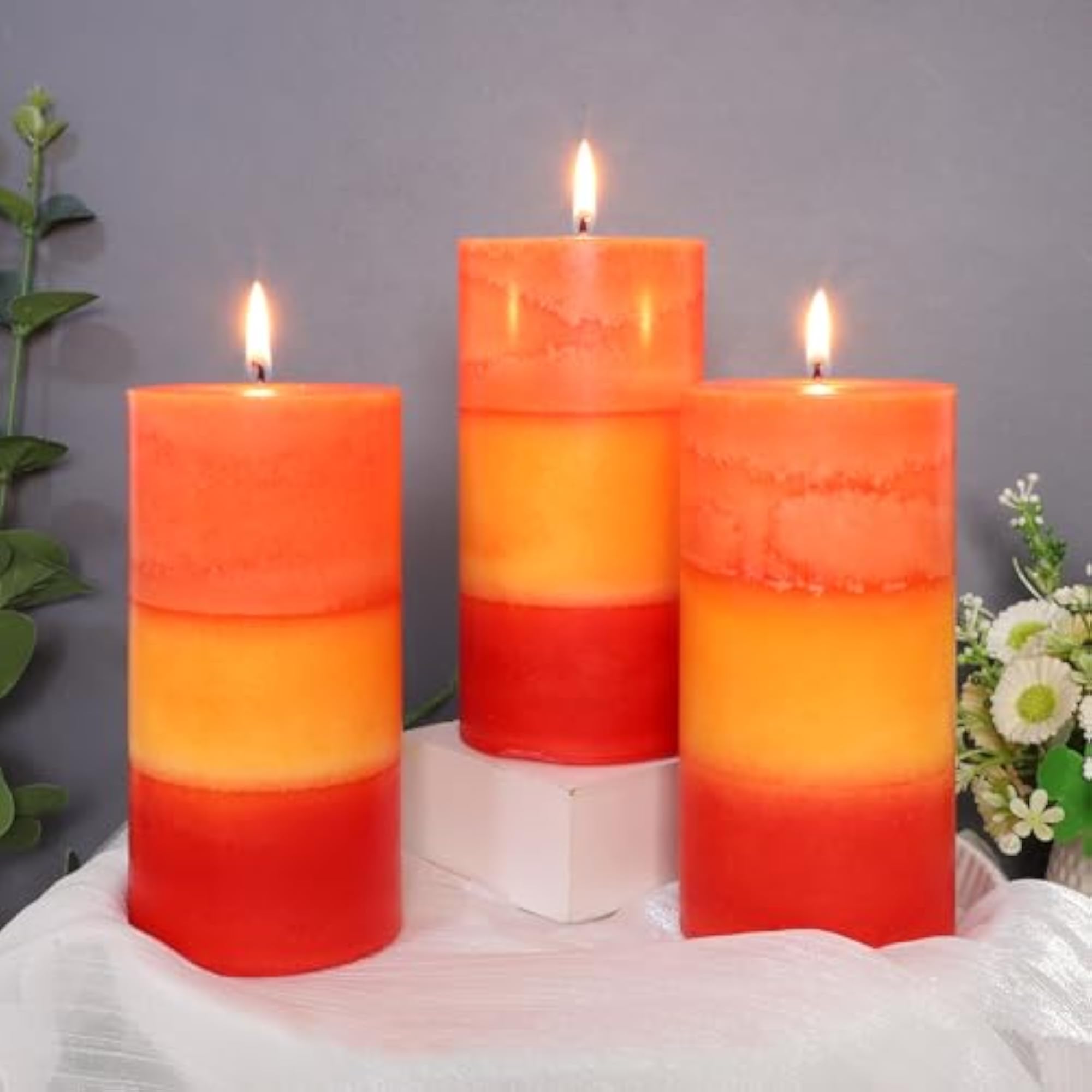 Pumpkin Scented Pillar Candles, 3 * 6