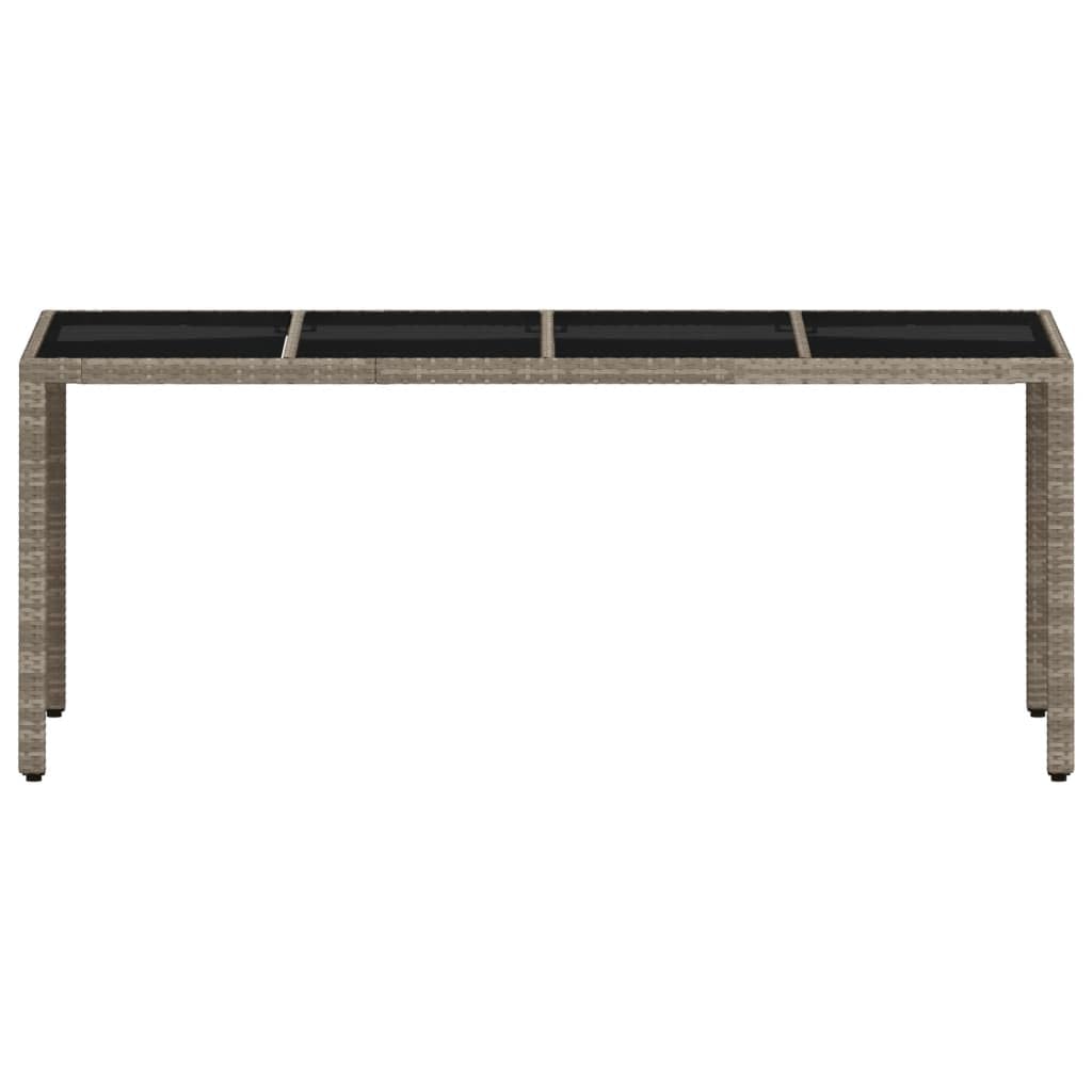 Myheimly Gartentisch mit Glasplatte Hellgrau 190x90x75 cm Poly Rattan