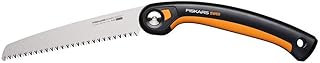 Fiskars Plus Klappsäge, Für dicke Stämme und Äste, 3 Schneidpositionen, Scharfes Power Tooth-Blatt, Grobzahnung, Blattlänge: 21 cm, Schwarz/Orange, SW69, 1067553