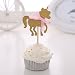 24 PCS Golden Unicorn Cupcake Toppers with Pink Bow - by Giuffi
