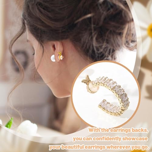 Miniatura 5 de Honicemar Tuercas De Pendientes Forma De Mariposa - 4 Pares Elevadores Para Pendientes De Silicona De Cobre Metal, Levantadores De Pendientes Earring Back Lifter Para Pendientes Propensos A Caerse