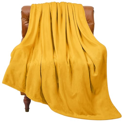 Image of BEDELITE Fleece Blanket Twin Size Yellow Throw Blanket for Couch & Bed, Luxury Plush Cozy Fuzzy Blanket 60x80 inches, Super Soft Warm Lightweight Throw Blanket for Travel Camping