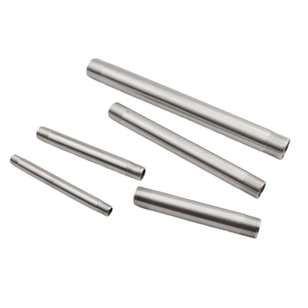 Conector de tubo roscado macho de acero inoxidable 304 de 1/8 a 1 pulgada, tamaños de 10/15/20/30 cm, adaptador de manguera de latón para fontanería