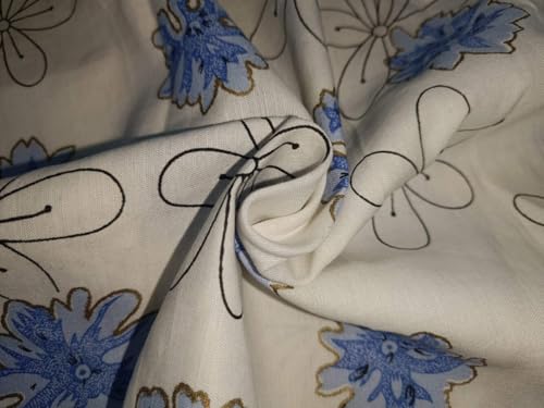 Tissu 100 % lin imprimé floral d'une qualité textile supérieure de 2,7 m