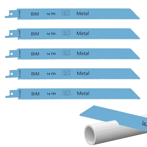 5 Pack Reciprocating Saw Blades, S1122BF 230mm 14TPI, Bi-Metal Reciprocating Saw Blades For Cutting Steel Pipes, Sheet Metal & Conduit – Fits Bosch Dewalt Ryobi Sabre Recip Saws 1 5 Pack Reciprocating Saw Blades, S1122BF 230mm 14TPI, Bi-Metal Reciprocating Saw Blades For Cutting Steel Pipes, Sheet Metal & Conduit – Fits Bosch Dewalt Ryobi Sabre Recip Saws
