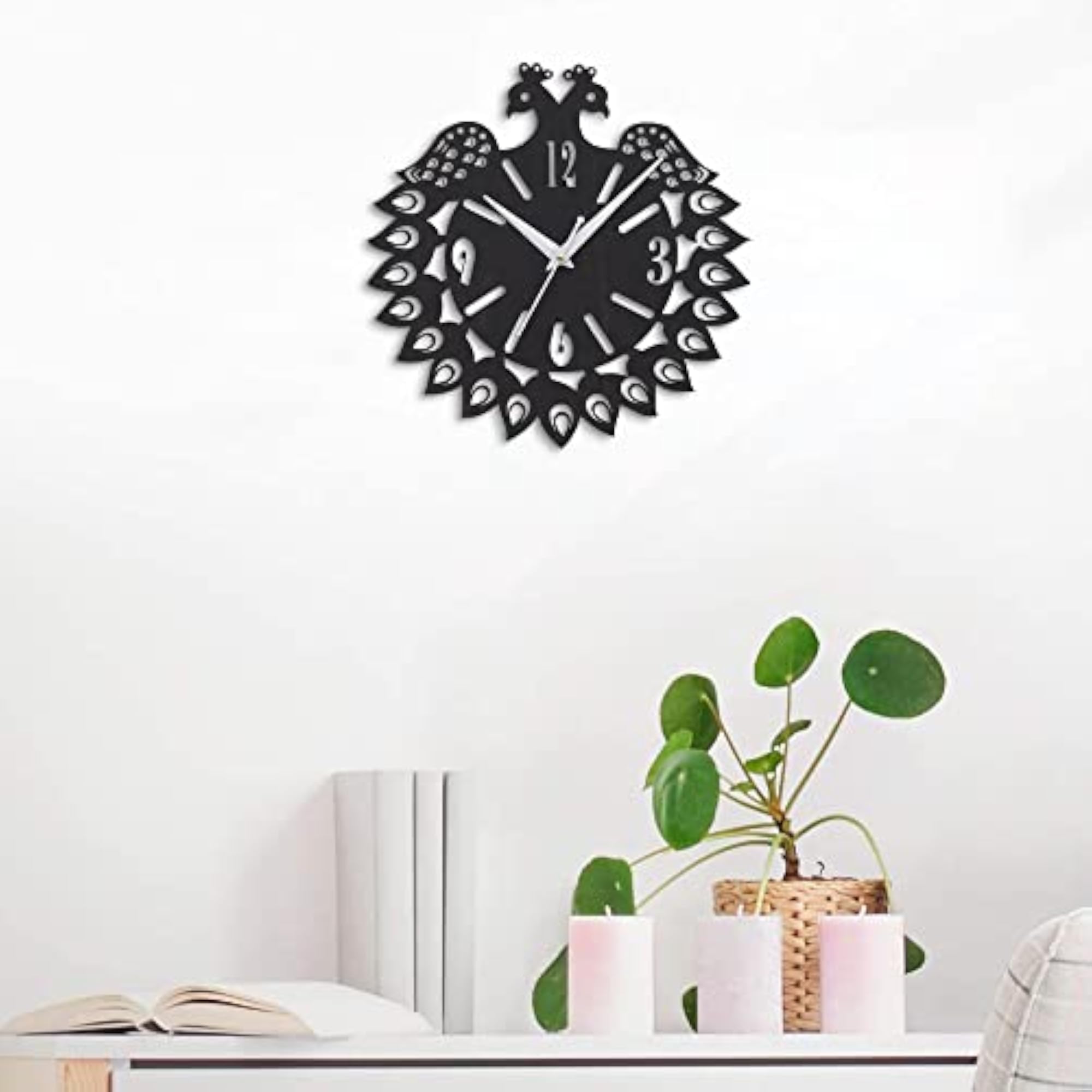Premium Peacock Designer Wooden Wall Clock