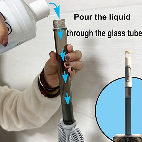 Scgfpoe Silicone Toilet Brush,Refillable Liquid Dispenser With Container For Bathroom,Wall Mount Brush Set With Non-Slip Handle(White) #TOP1