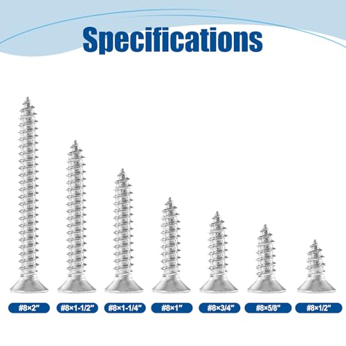 #8×1/2′′ Tornillo para madera 400 unidades acero inoxidable miniatura 3