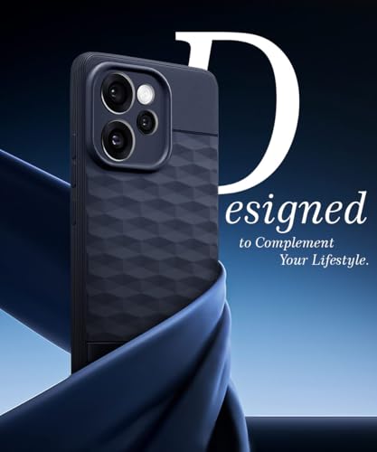 Image of WOW IMAGINE Back Cover for Oppo Reno 15 Pro 5G | Reno 15 Pro Mini 5G with Hexa Cube Design | Ultra Slim Soft Rubberised Case | Inner Velvet Fabric | Flexible Mobile Case | Camera Protection - Blue