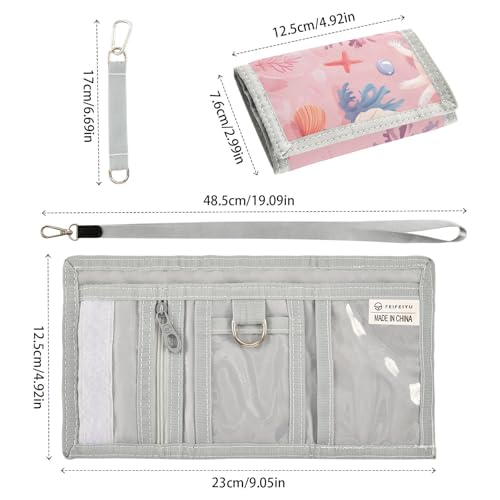 Axolotl Coral Cove Durable Nylon Fabric Wallet for Boys and Girls - Multi-Functional with 2 Clear Pockets, Zipper Coin Compartment, 3 Card Slots & Keyring3