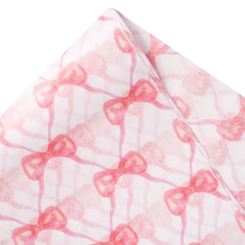 RUSPEPA Rosa Schleifen-Geschenkpapier – 30 Blatt (35 X 50 Cm) – Hübsches Rosa Schleifen-Geschenkpapier (Großpackung) Für Babyparty, Mädchengeburtstag, Bastelarbeiten Und Gastgeschenke