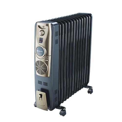 Bajaj Majesty RH 13F Plus 2500 Watts 13 Fins Oil Filled Room Heater | ISI Approved | DuraProtek | Temperature Control | Auto Thermal Cut-Out | 2 Yr Warranty 【Black/Golden】