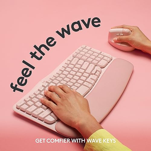 Logitech Wave Keys Wireless Ergonomic Keyboard with Cushioned Palm Rest, Comfortable Natural Typing, Easy-Switch, Bluetooth, Logi Bolt Receiver, for